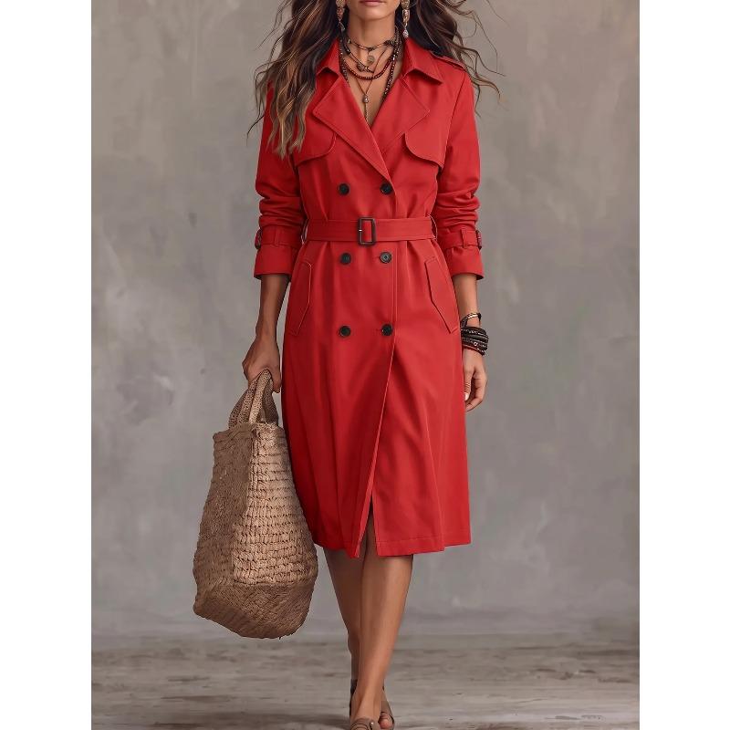 TIFICY Women's Fashion Casual Solid Color Print Fall Winter Long Sleeve POLO Neck Jackets & Coats