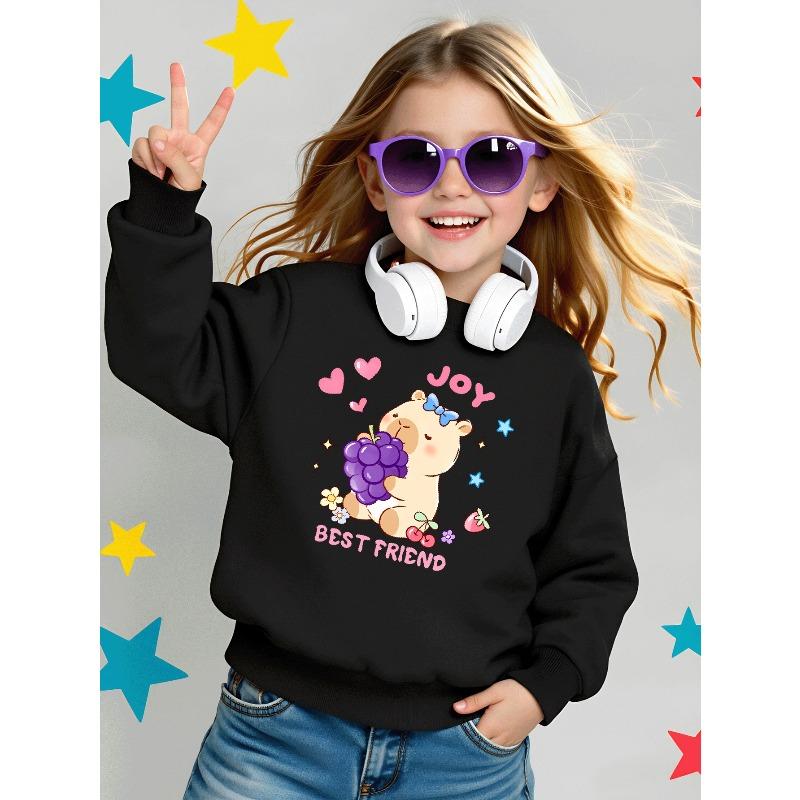 Kids Sweatshirt,Adorable Bear And Grape Design Sweatshirt , Perfect for Autumn And Winter,Soft Cotton Sweatshirt