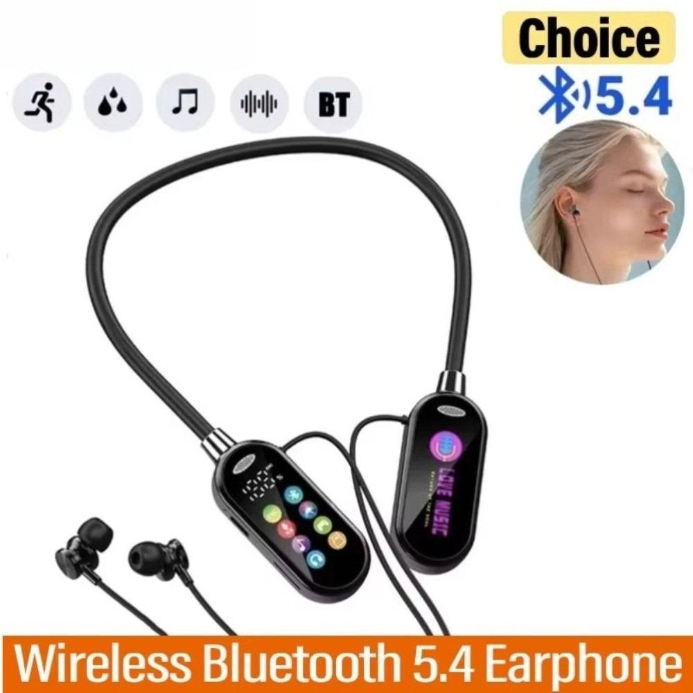 Color Screen Neckband Headsets HiFi Sound Noise Reduction Earbuds Bluetooth Earphones Neck-hanging