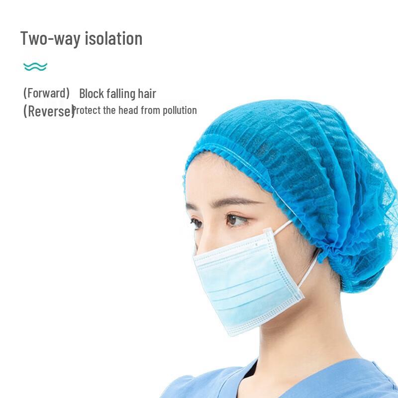 Одноразовые синие нетканые шапочки (Упаковка 100 шт.)