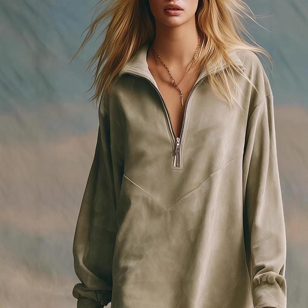 2026 New Retro Tassel Long Sleeve Suede Dress with High Collar