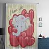 Niedliche Cartoon-Elefanten und Herzen Tüllvorhänge zur Wohnzimmerdekoration Moderne Schleier Chiffonvorhänge Schlafzimmer Transparent Voile