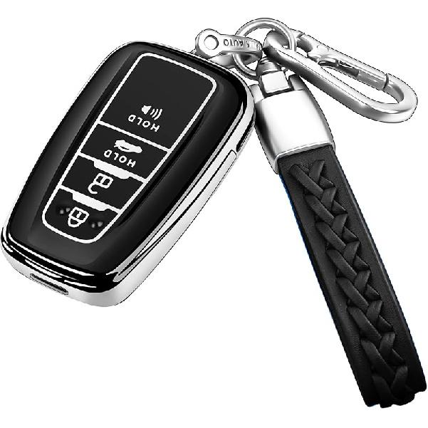 Autophone Compatible With Toyota Key Fob Cover with Keychain Soft TPU Key Shell Case,For -2025 Rav4 -2024 Camry 4 Runner - Highlander Corolla Prius