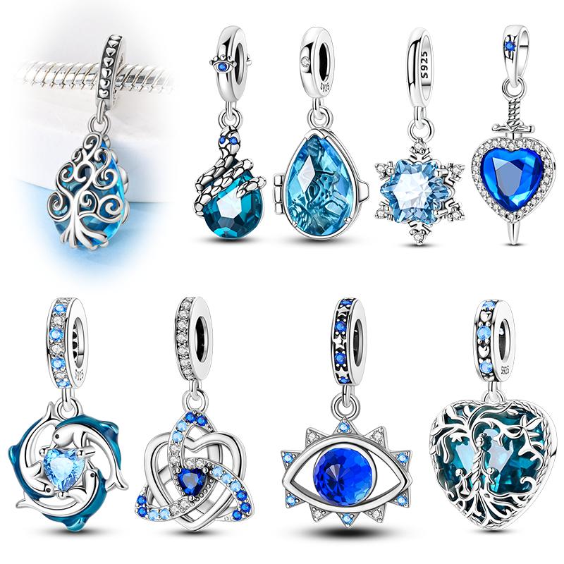 New In copper Charm Bead Charms Bead Charms Blue Heart Snake Dolphin Pendant Jewellery Compatible With Authentic Bracelets Ideal For Women Do It Yours