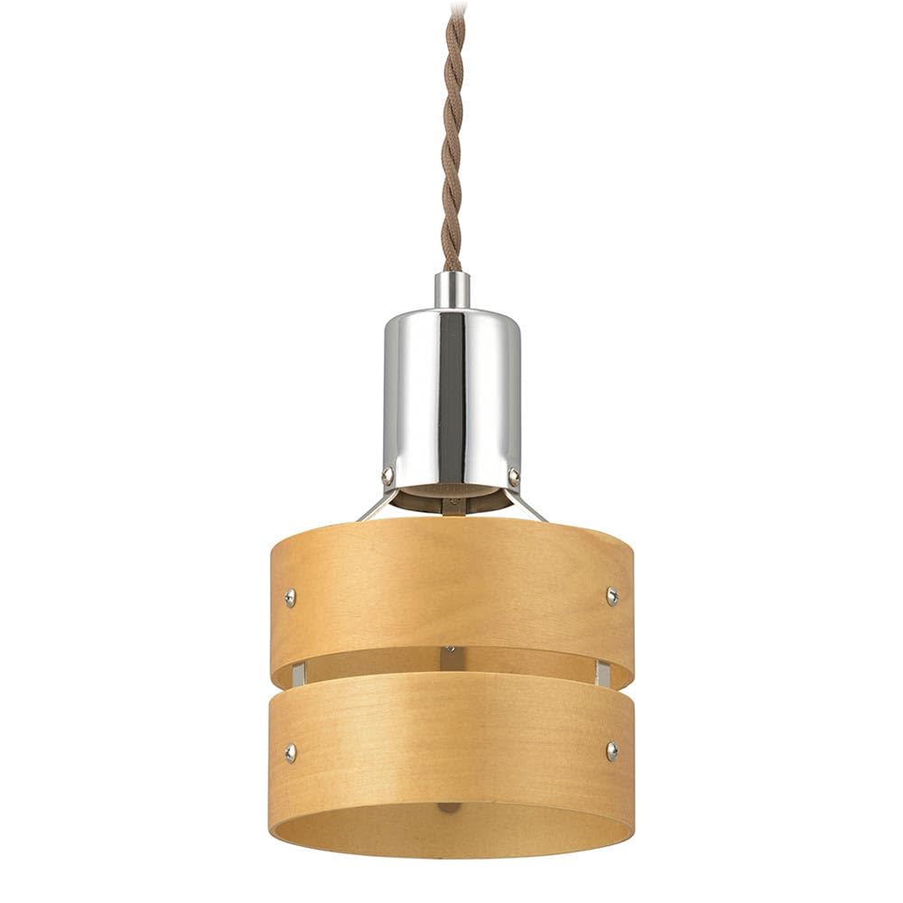 

OHM Electric Pendant Light, LT-YE26-N, Compatible with LED Bulbs, Wooden Shade, Natural Color, Bulb Sold Separately, Stylish Scandinavian Style,