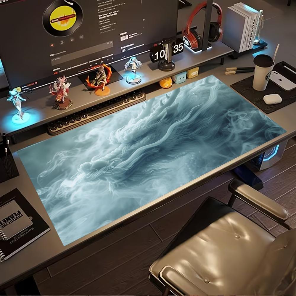 Oriental Ice Dragon Desk Mat Chinese Myth Gaming Mouse Pad Non Slip Rubber Extended Keyboard Laptop Office Workstation Pad