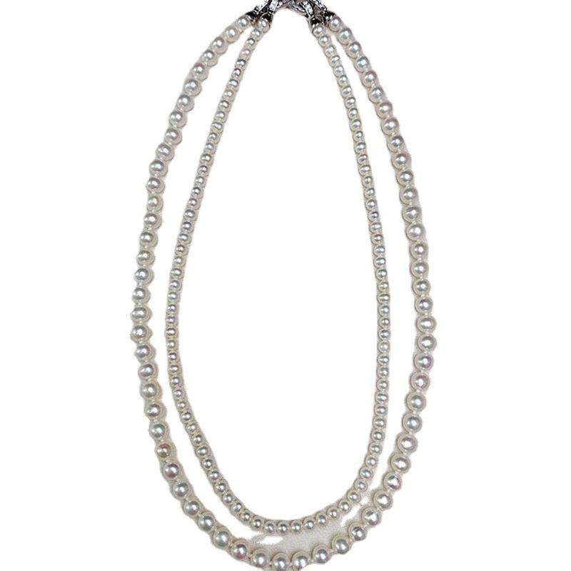 Collana di Perle d'Acqua Dolce Bianche Naturali per Donna Singola o Doppia Strato Gioielli di Moda Varie Misure
