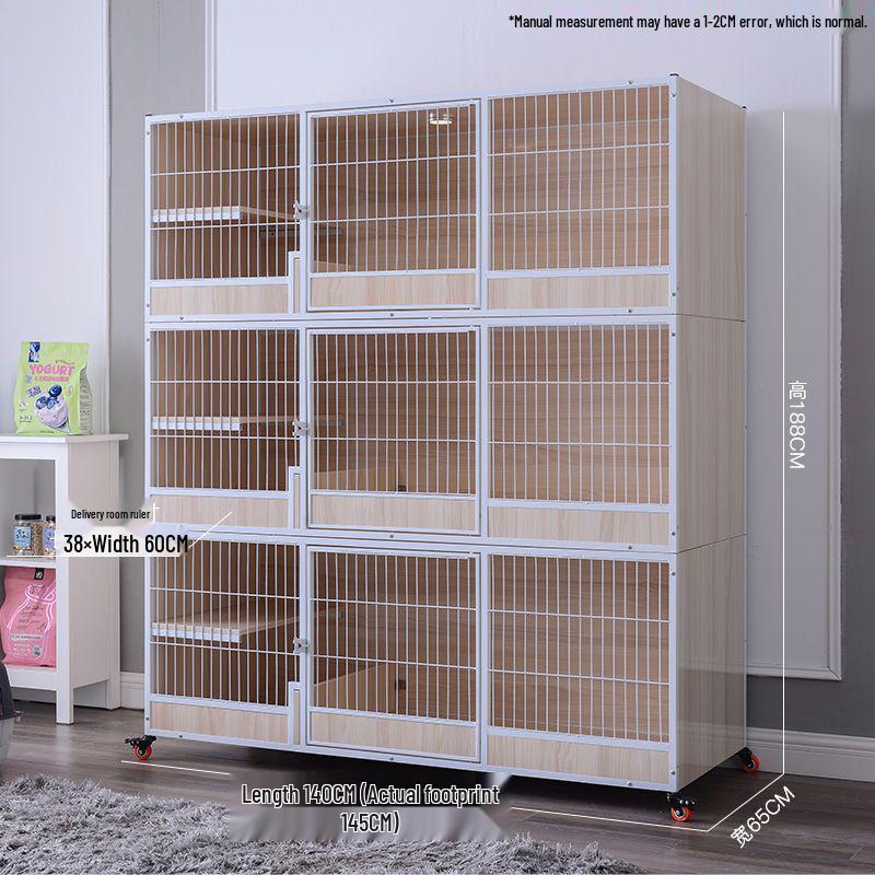 Three-Tier Solid Wood Cat Breeding & Boarding Cage with Birthing Room