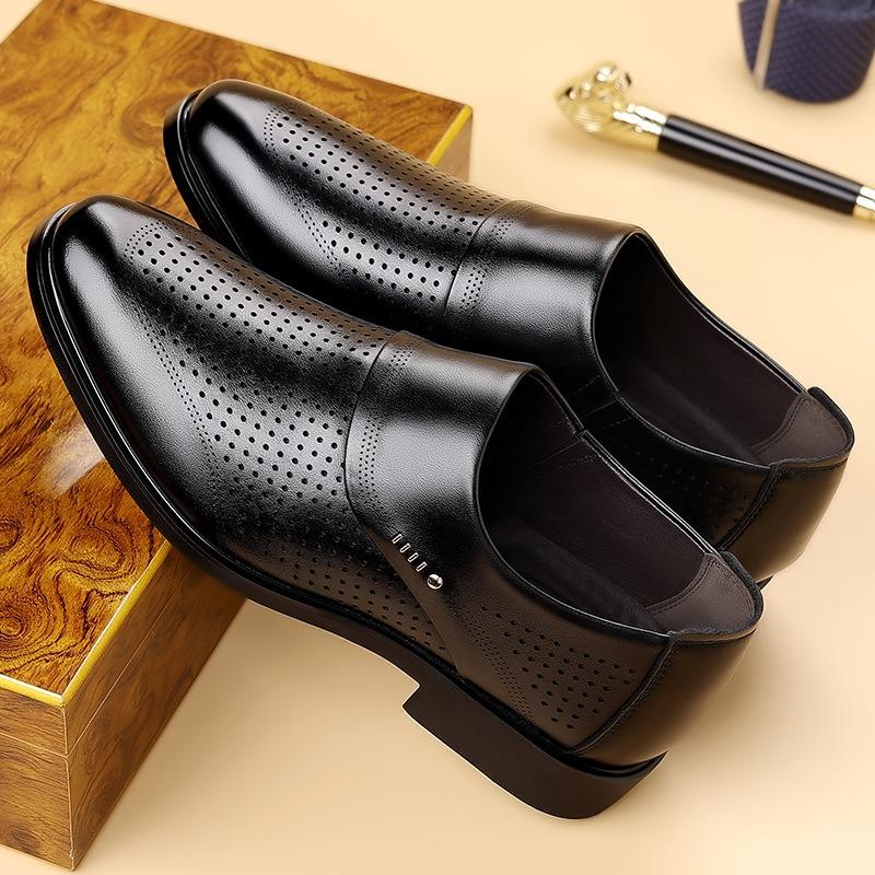 Fashion Luxury Mens Dress Shoes Summer Breathable Mesh Shoes Fashion Hollow Out Leather Shoes for Men Casual Loafers Moccasins Sandalias