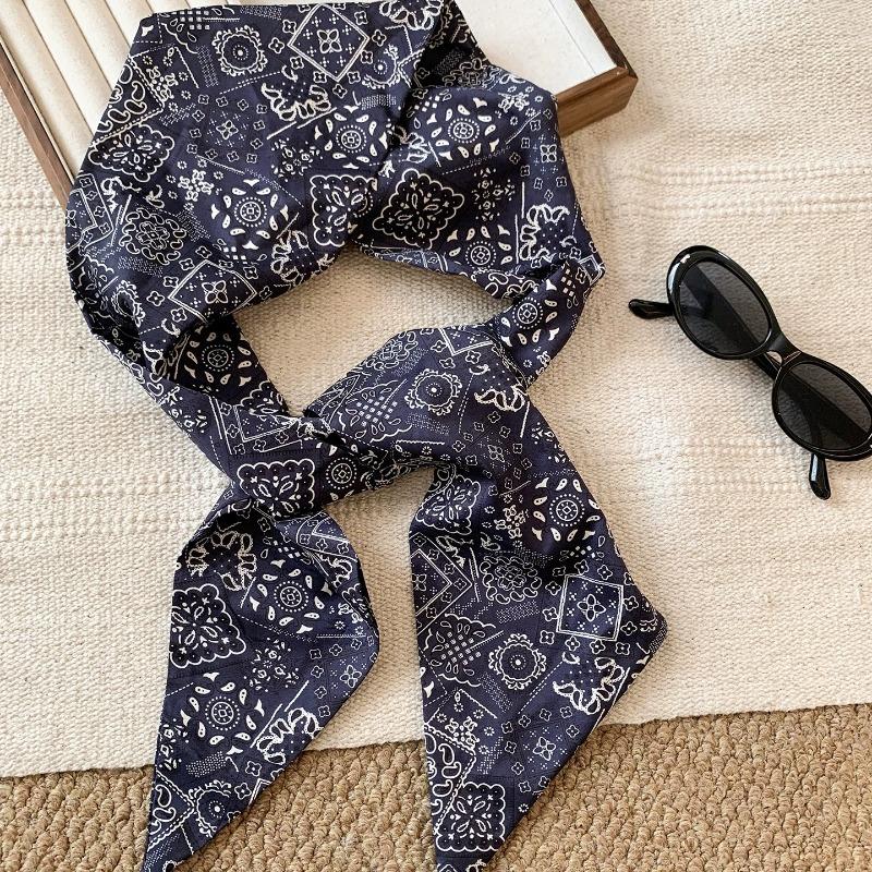 Vintage Brown Cashew Flower Long Scarf for Women, Fashionable and High-end, with Belt Decoration and Niche Design, Waist Accessory