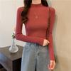 Fashion Solid Half High Neck Knitted Sweater Women Slim Fit Casual Elegant Pullover Sweaters Autumn and Winter Long Sleeve Knitwear Sweater Tops 24841