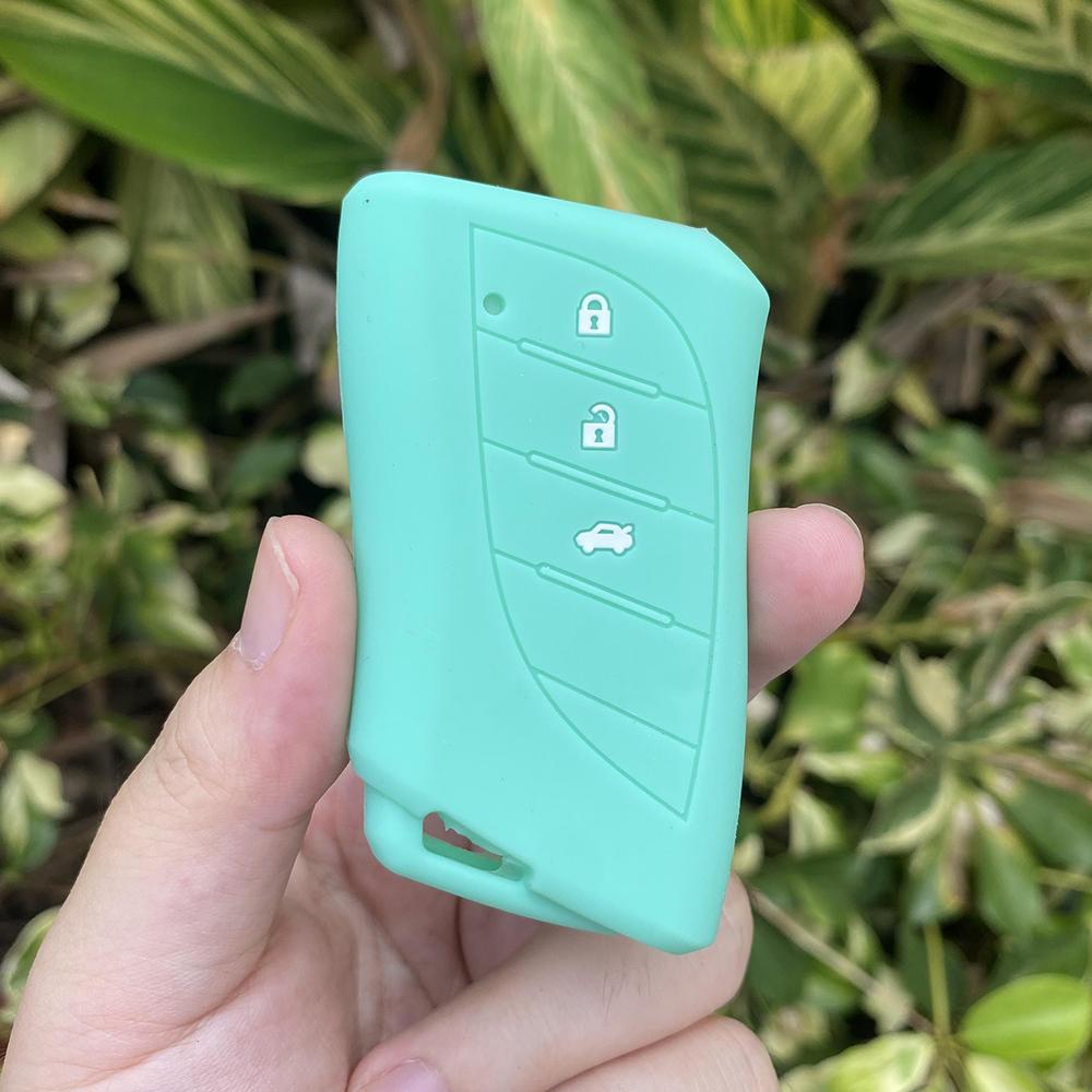 

3 Button Silicone Car Key Protect Case Cover for Lexus NX200 LC GS RX300 ES IS LX RC UX260h LS500h LS500 LC500 LC500h Keychain озеро синього кольору
