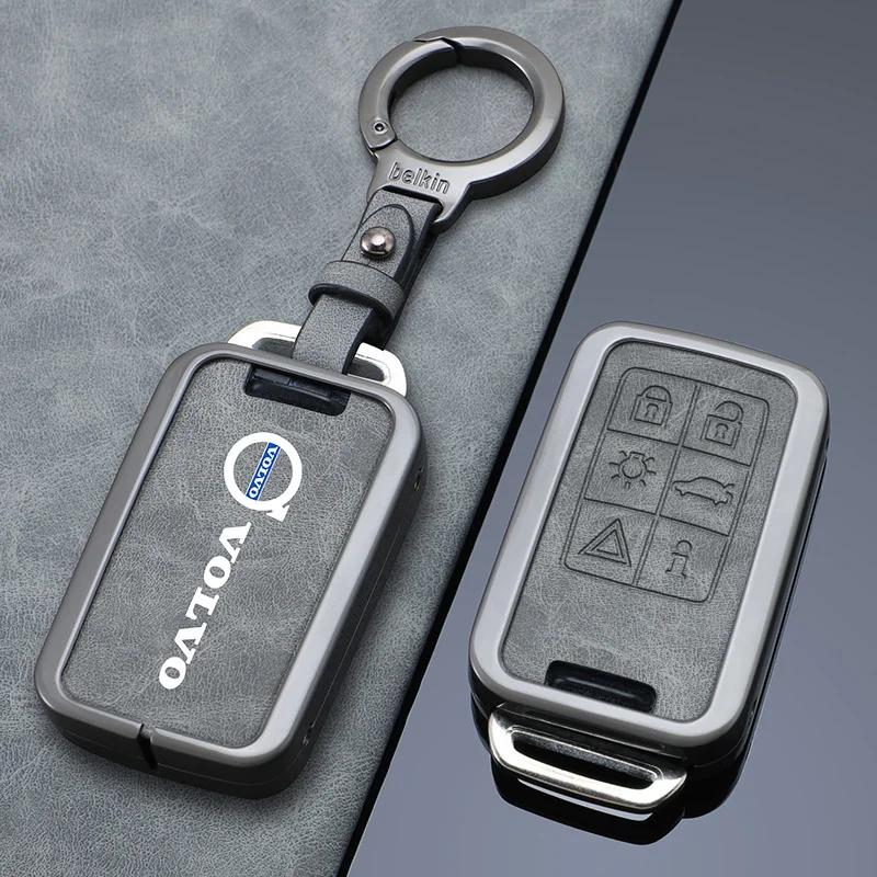 Zinc Alloy Leather Car Key Remote Cover Full Case For Volvo S60 S80 V60 XC60 XC70 S60L V40 XC90 Keychain Bag Shell Accessories KC8