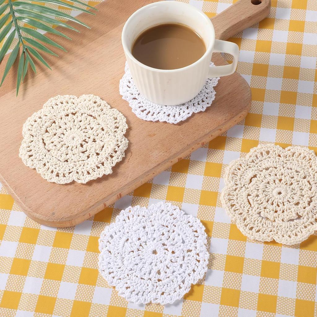 4 Inch Small Lace Doilies Crochet Doilies for Cups Coasters, 12 Pcs Lace Vintage Round Handmade Placemats, Laces Doilie for Tables for Tables Kitchen