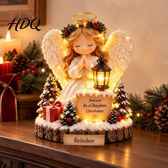 Rustic Christmas Wood Crafts Wooden Tabletop Ornament 2D Flat Santa Claus/Elk/Angel/Gingerbread Table Sign Angel Festive Figurines Holiday
