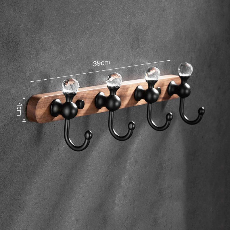 Brushed Gold/Black Bathroom Hook Walnut Wall Hanging Coat Hat Hook Row Hook Door Back Porch Row Hook Bathroom Hardware