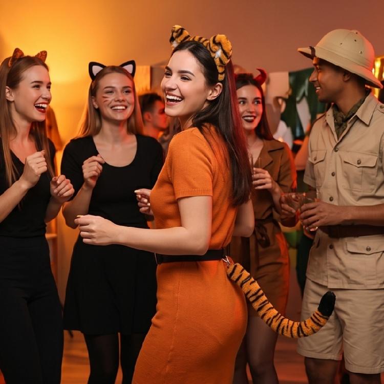 Stage Character Accessory with Plush Animal Print for Cosplay Outfits, Party Styling and Role-Play Wear Appeal