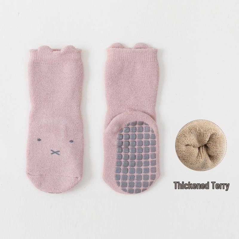 Infant Anti-slip Cartoon Dot Cotton Socks: Thickened Terry for Autumn & Winter