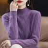 Autumn and winter new semi-turtleneck thickened sweater for women's loose and versatile long-sleeved knitted bottoming shirt with top for women