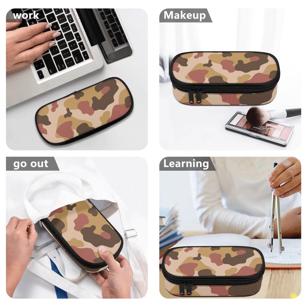 Pencil Bag Lightweight Durable 300D Polyester Smooth Zipper with Main Storage Mesh Pocket and Organized Pen Holders for Students