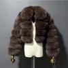 VAYLA Casual Hvit Svart Myk Høst Vinter Fuskepelskåpe Dame Kort Jakke Langermet Cropped Puffer Pelskåpe For Damer Yttertøy