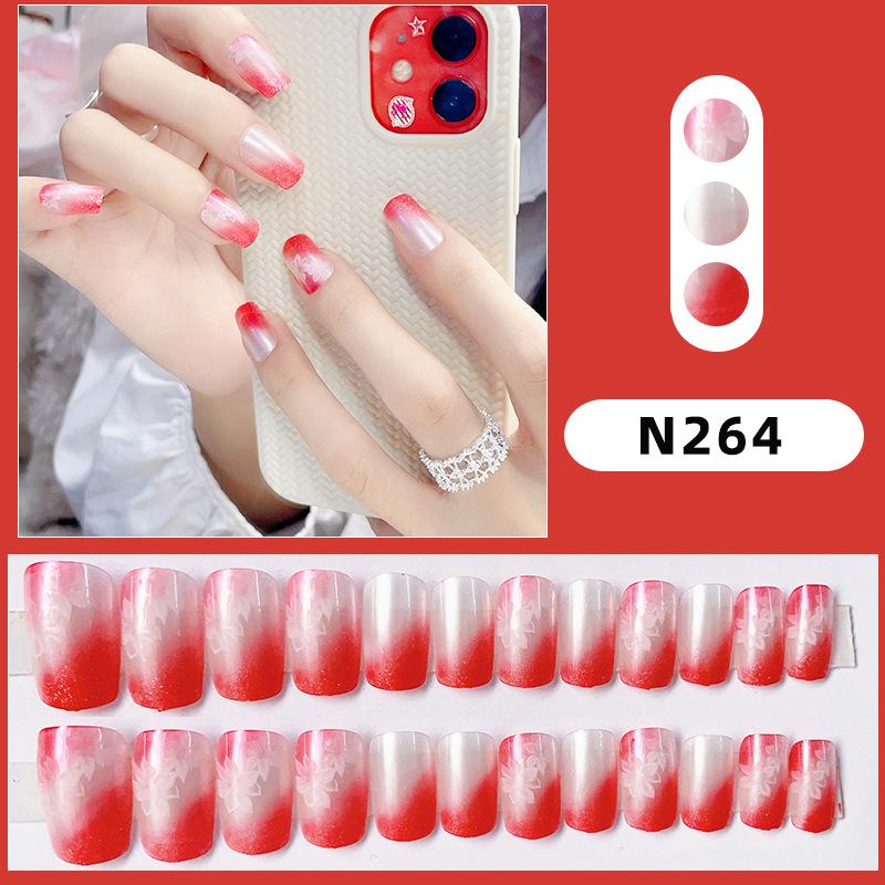 

Омбре Носимые Ногти Красный Огонь: Съемные типсы для маникюра