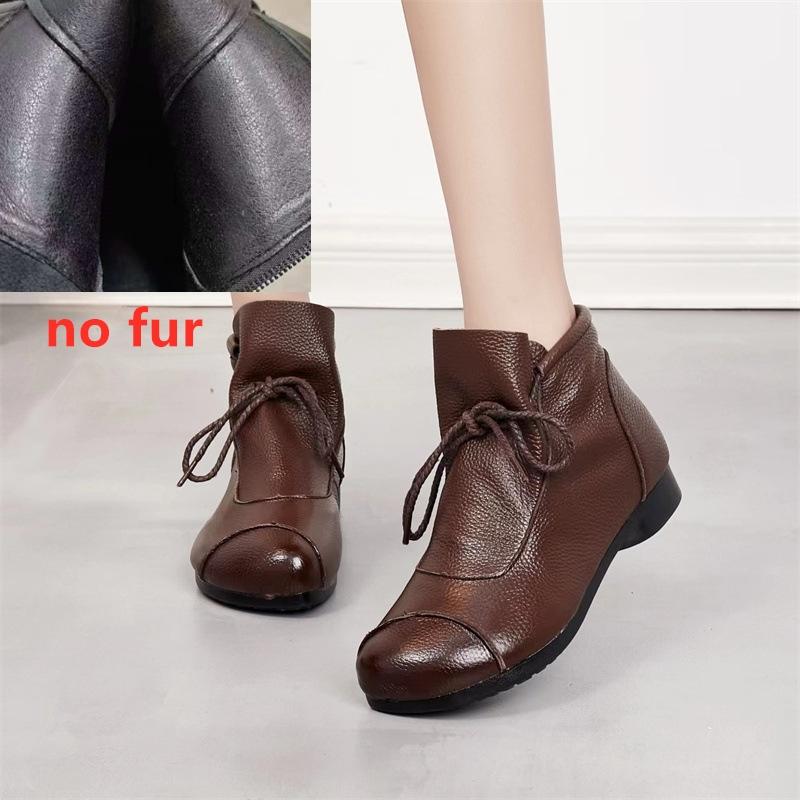 Fashion AIYUQI 2025 new women's Leather boots Vintage flat ankle boots for women Large size comfortable winter female boots