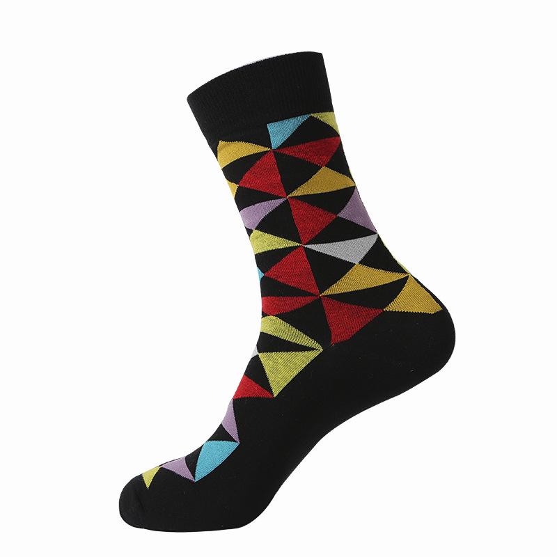 46 Patterns Cotton Fashion Geometry Business Men Happy Socks Unisex Boys Combed Hip Hop Street Skateboard Funny High Sox
