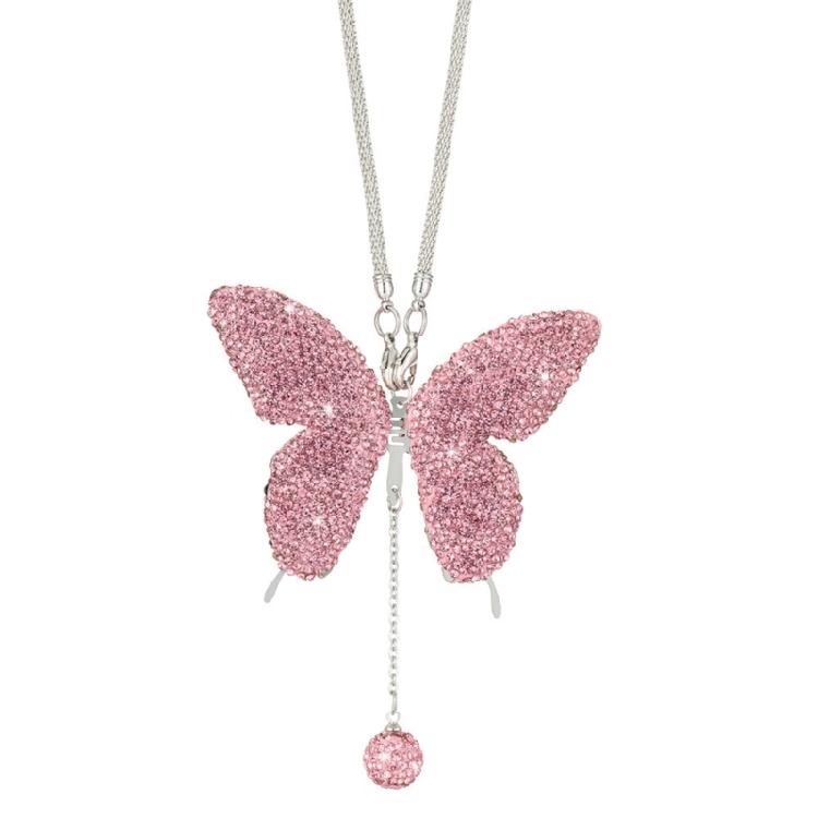 Bling Crystal Butterfly Car Rear View Mirrors Charms Car Decoration Diamond Luck