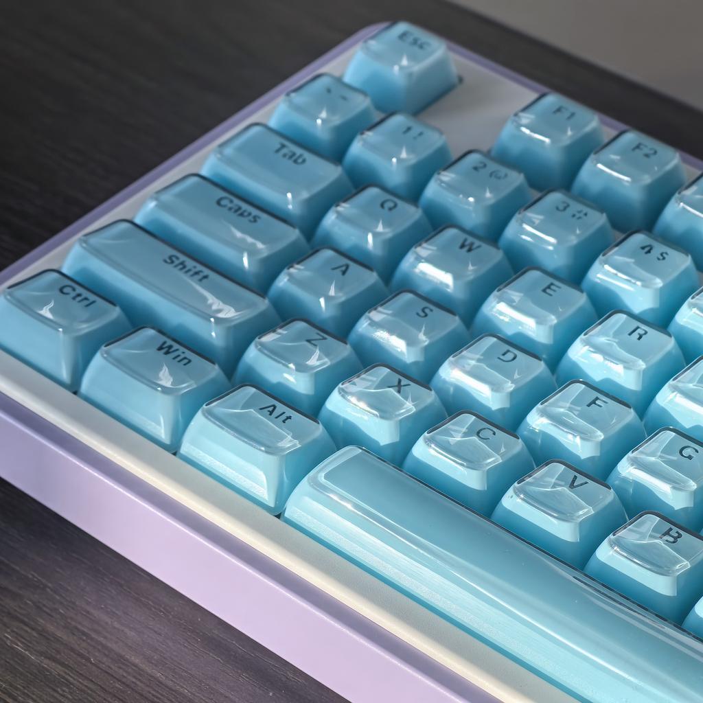 Jelly Keycap Set Translucent White Blue Pc+Abs Keycap For Mechanical Keyboard Characters Translucent Ice Cube Crystal Oem Keycap