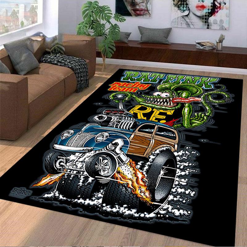 Rat Fink Racing Team Carpet suitable as a non-slip mat for the living room or bedroom sofa
