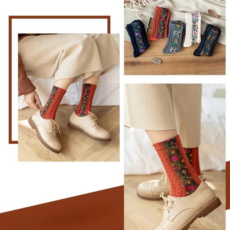Fashion Classical Women's Flowers Dress Socks Famale Cute Spring and Autumn for Women Cute Socks Creative Gifts Accessories