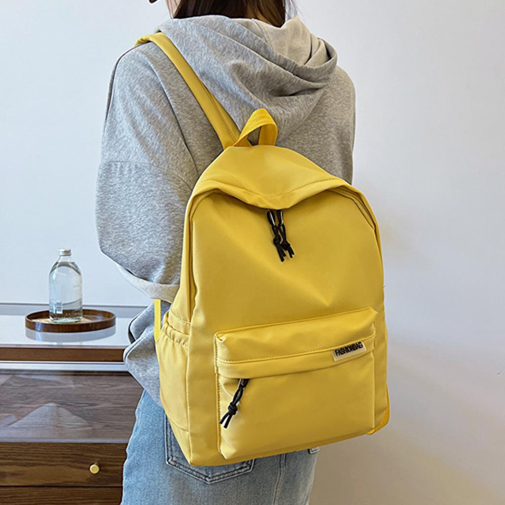 Unisex Minimalist Dopamine Backpack Solid Color Quilted Letter Logo Nylon Large Capacity Lightweight Laptop Backpack for Daily