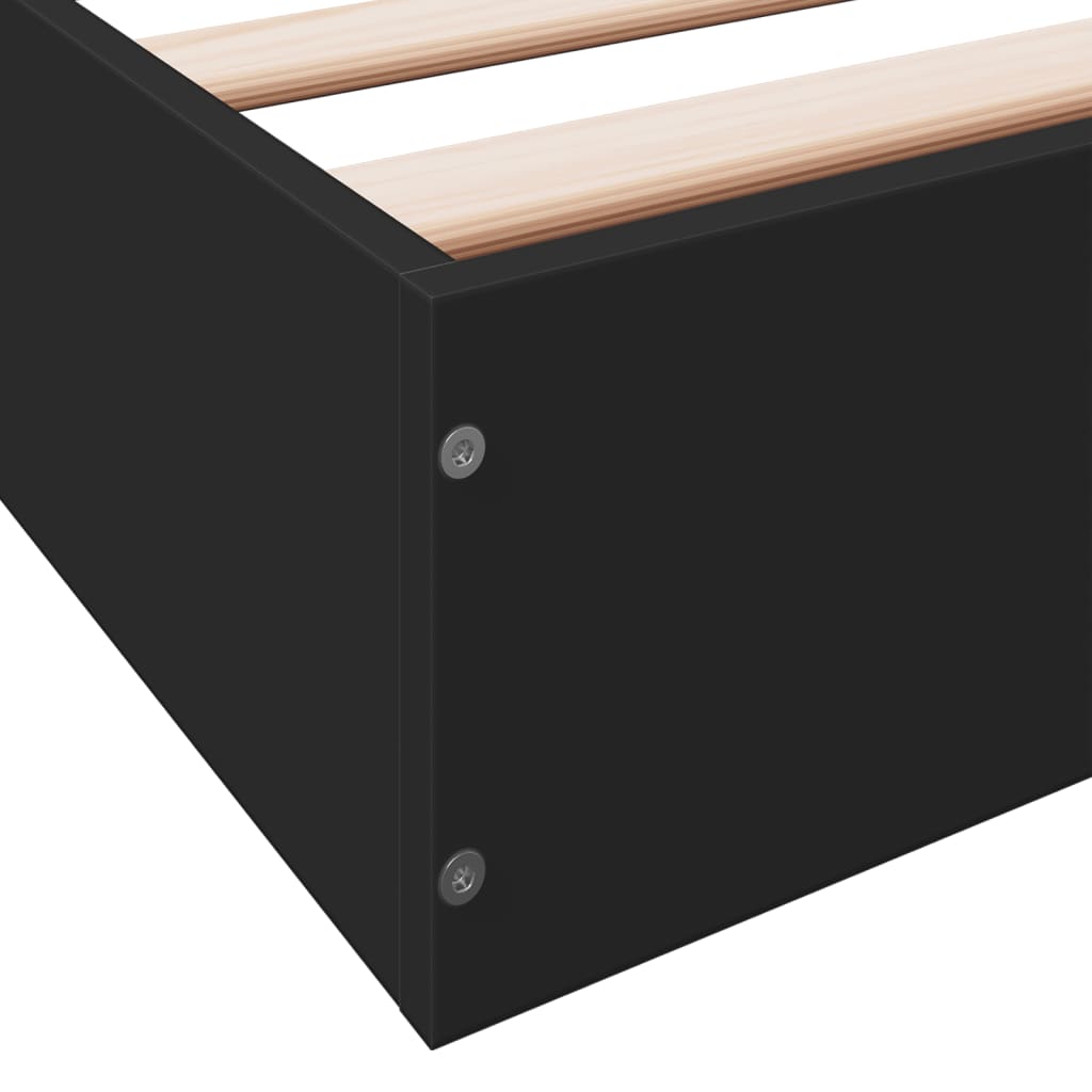 Bed Frame Black 75x190 cm Particleboard