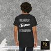 Happy Breakfast of Champions Back Print Gift Black Shirt, Couples Joke Gift, Bold Humor Graphic Shirt, Witty Humor, Trendy Novelty Gifts
