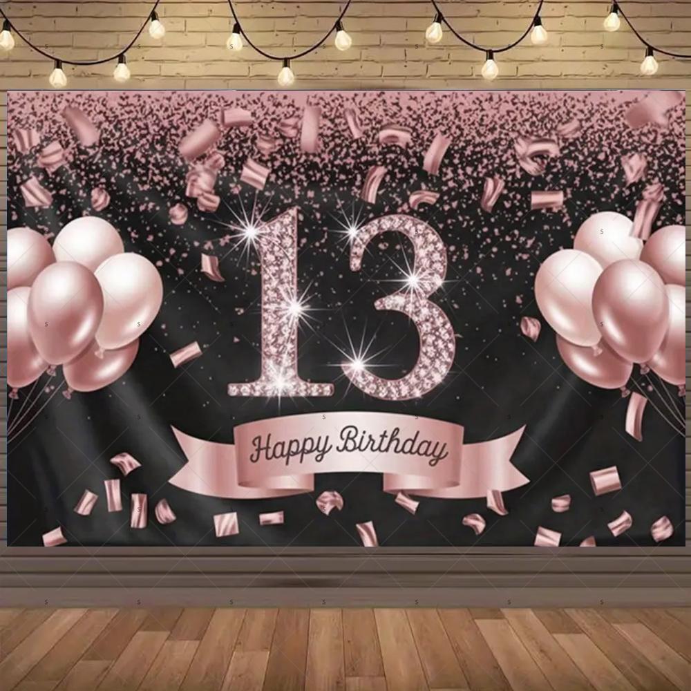 13. Geburtstag Party Dekoration Hintergrund Überraschung Bunter Glitzer Ballon Kindergeschenk Banner Familienfotografie Requisiten Hintergrund