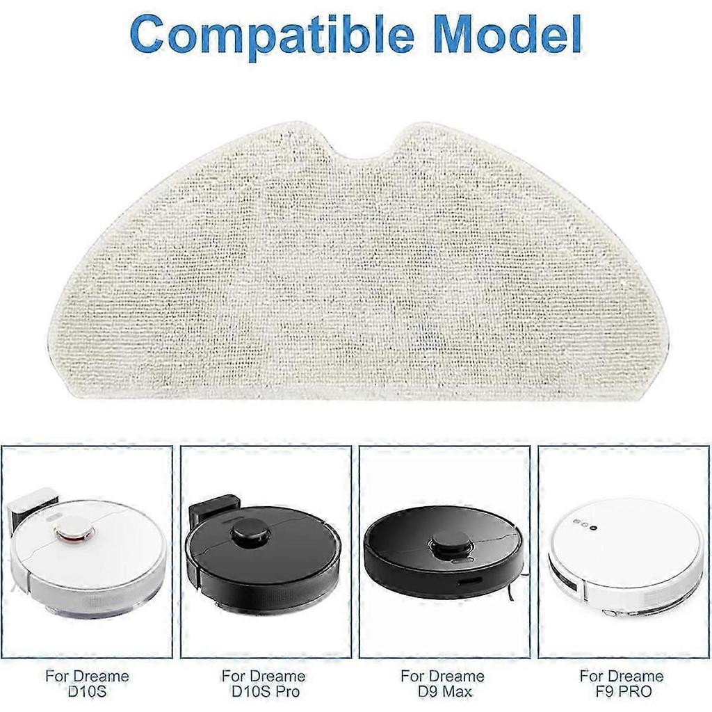 4 Pack Replacement Mop Pads for Dreame D10S, D10S PRO, D9 Max, F9 PRO Robot Vacuum Cleaner, Washable