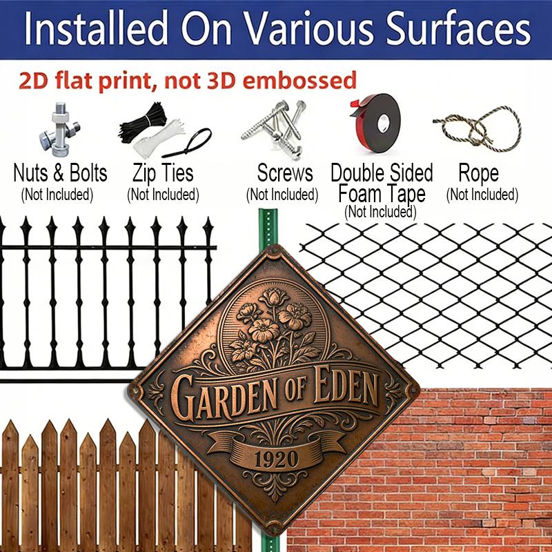 2D Flat -1pc Classic Floral Badge Theme In 2D Design, This Decorative Gift Is Perfect for Gardening Enthusiasts. It Features a Vintage Metal Sign