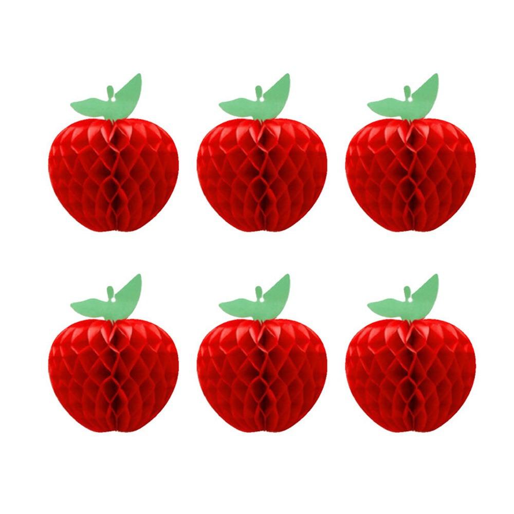 4/6PCS Dia.10cm/17.5cm Apple Garland Art Paper Red Apple Festoon  Wedding Festival