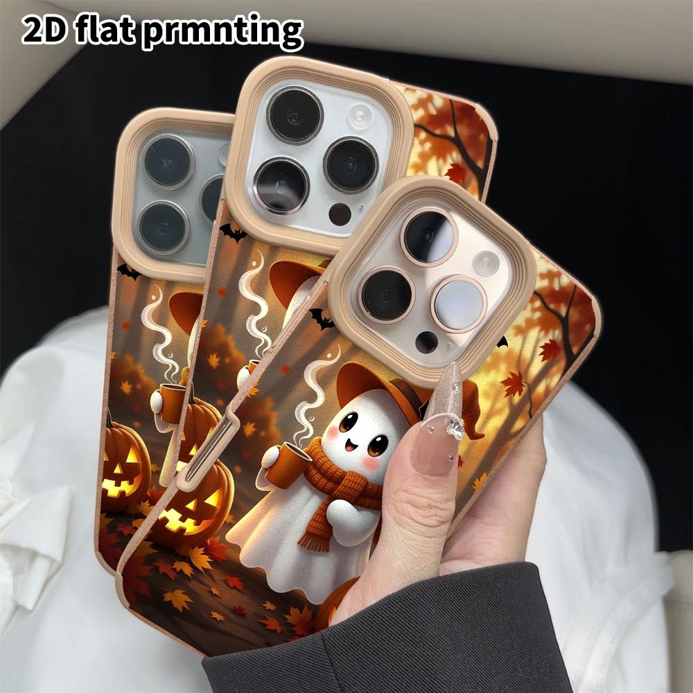 Phone Case: 2D flat lambskin suitable for iPhone 18, 17, 16, 15, 14, 13Pro protective cases, white kitten, Christmas and Halloween gifts