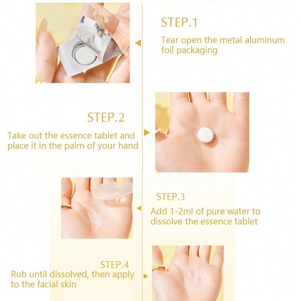 10PCS Vitamin C Solid Essence Tablets Brighten Skin Tone, Moisturize Skin, Moisturize Skin, Vitamin