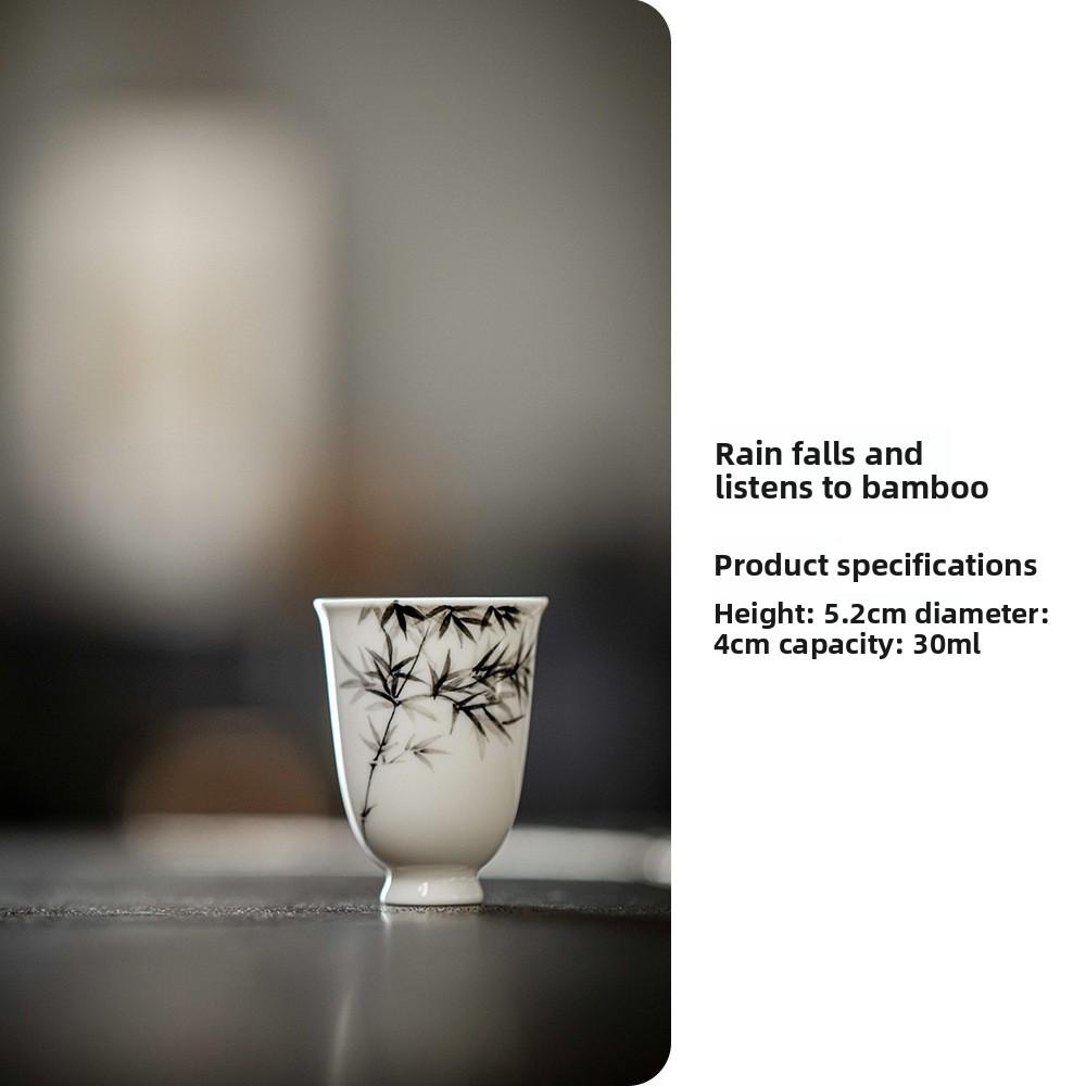 Antique Hand-painted Bamboo Tea Cup Household Ceramic Tea Cup Master Cup Kung Fu Tea Set Incense Cup