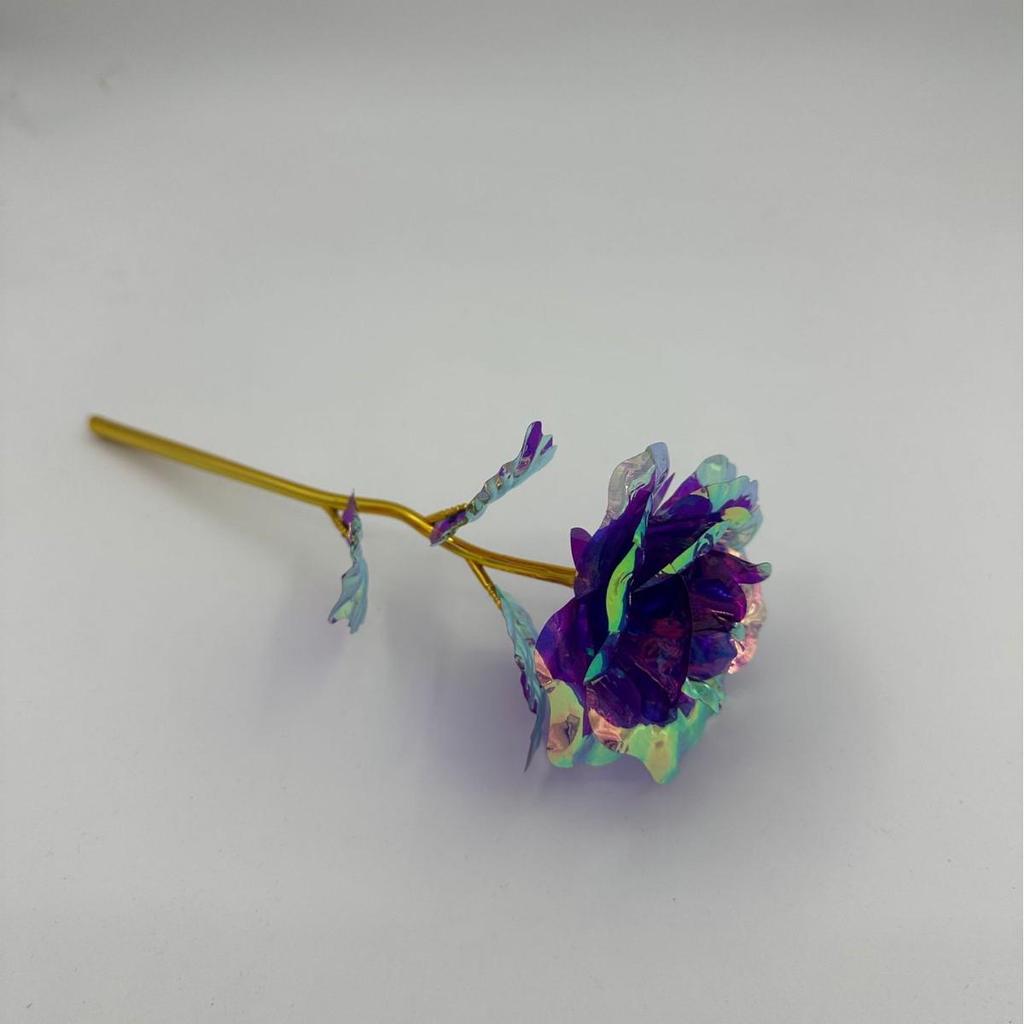 Seven-Color Preserved Rose with Gold Foil - Handmade Floral Gift for Valentine's and Mother's Day
