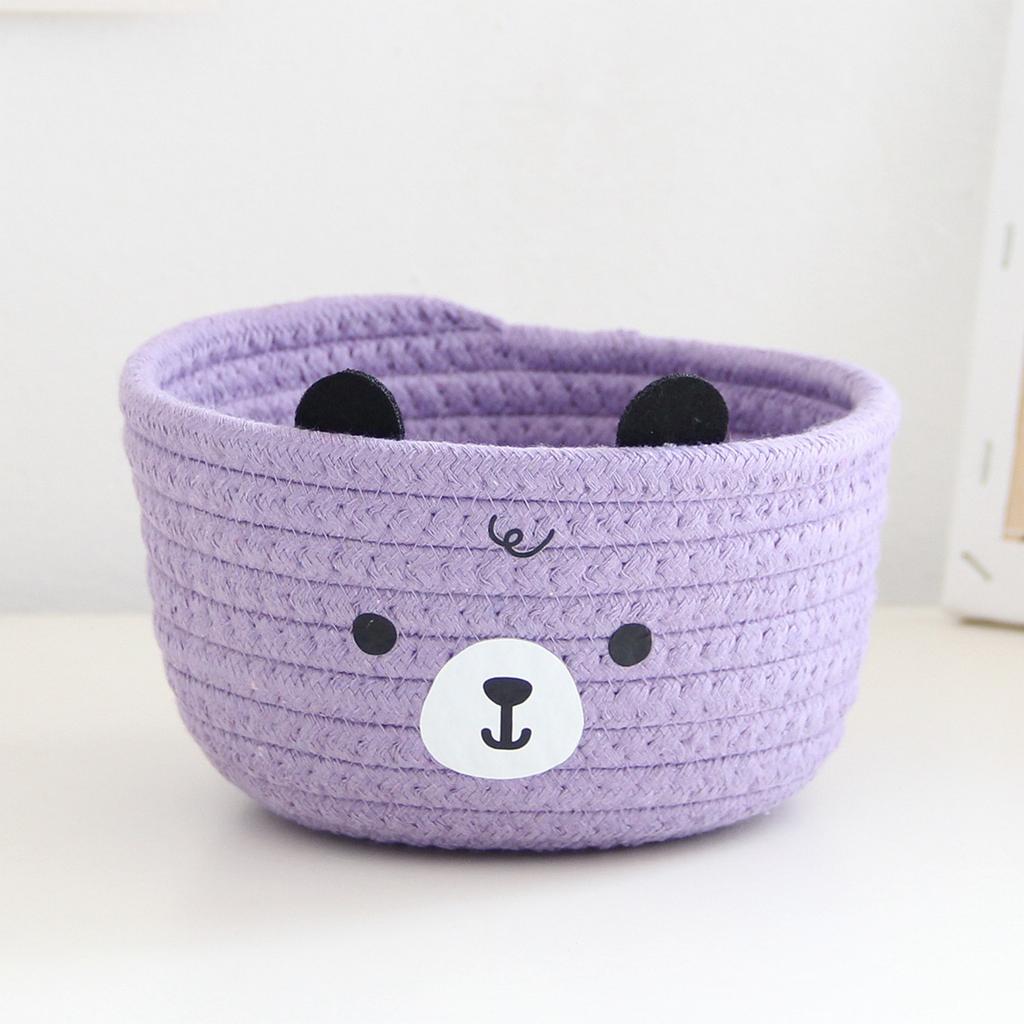 Sturdy Handwoven Cotton Rope Storage Basket with Adorable Pandas Designs Portable for Household Use Organization Items