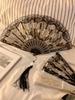 BEPAN Chinese-style black lace folding small fan, summer ancient-style dance horse face skirt folding fan