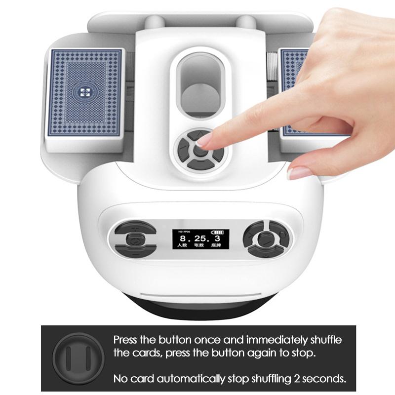 2 In 1 Playing Cards Shuffling Dealing Tool with Wireless Buttons 360° Rotating Auto Card Dealer Electric Shuffler Poker Tool