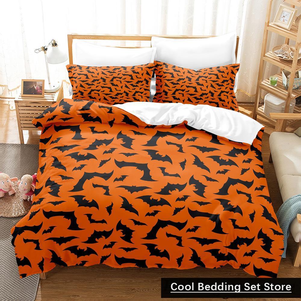 New Halloween Flying Vampire Bedding Set Single Twin Full Queen King Size Bed Set Adult Kid Bedroom Duvetcover Sets Anime Bat