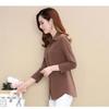Frauen Frühling Herbst Neue Neun Viertel Sleeve Shirt Top Mama der Outwear Einfarbig Drehen Unten Kragen Bodenbildung Bluse m-5XL