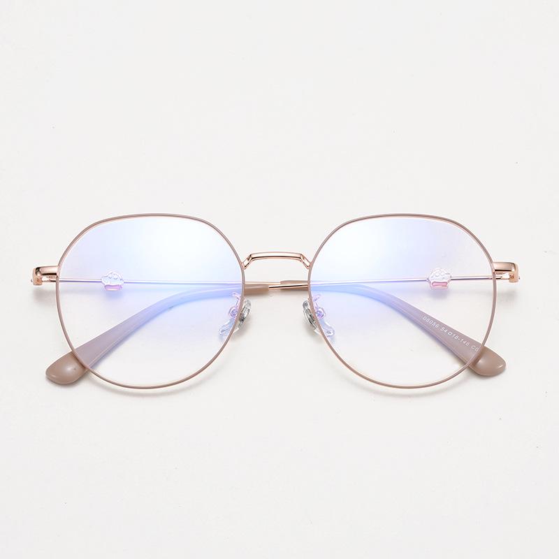 Shinchan Large Polygon Metal Eyeglass Frame - Korean Style Slimming Women's Myopia Glasses