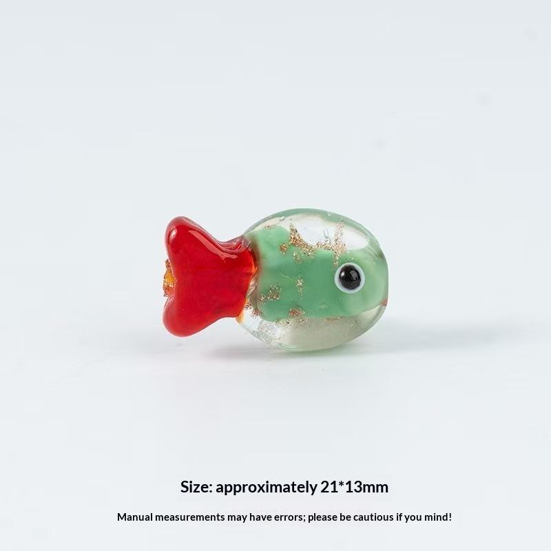 Multicolor Little Fish Glass Beads 5Pcs Cute Color Blocking for DIY Homemade Bracelet Bag Pendant Craft Accessories
